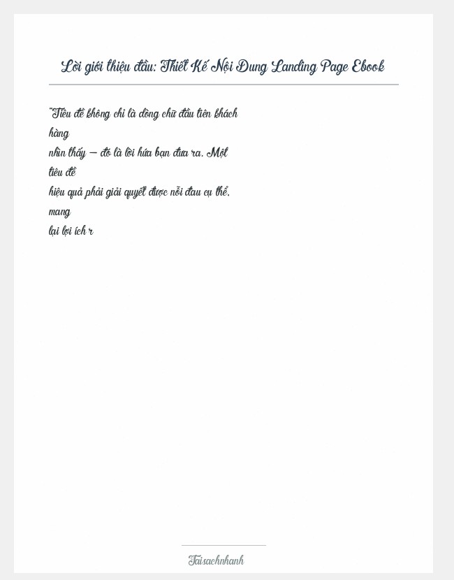 Trích đoạn Thiết Kế Nội Dung Landing Page Ebook