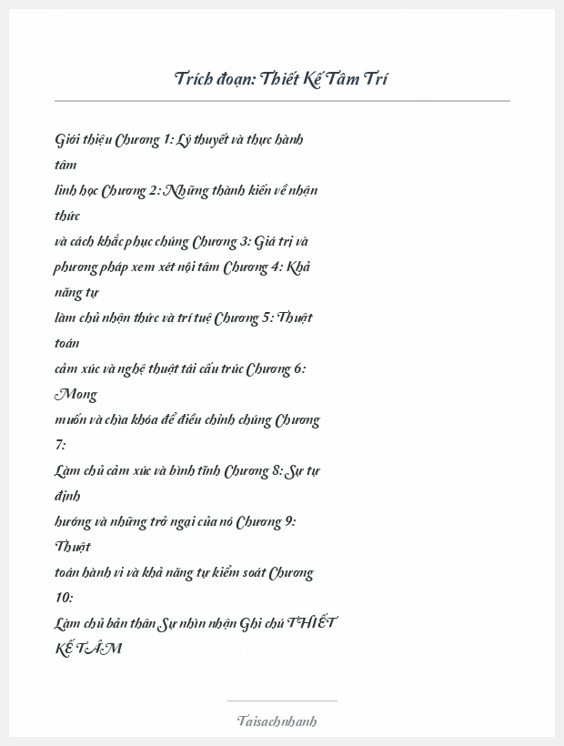Trích đoạn Thiết Kế Tâm Trí