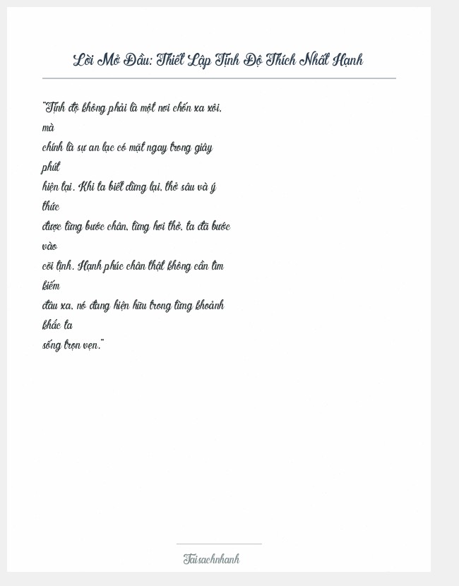 Trích đoạn Thiết Lập Tịnh Độ Thích Nhất Hạnh