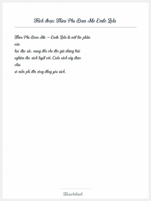 Trích đoạn Thieu Phu Dam Me Emile Zola