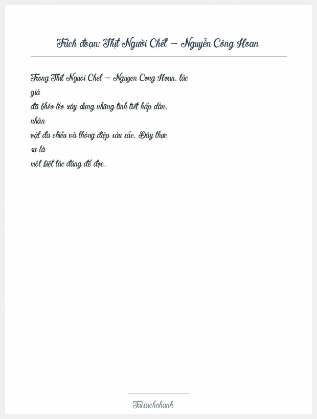 Trích đoạn Thịt Người Chết - Nguyễn Công Hoan