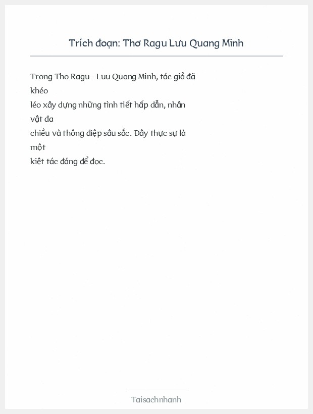Trích đoạn Thơ Ragu Lưu Quang Minh