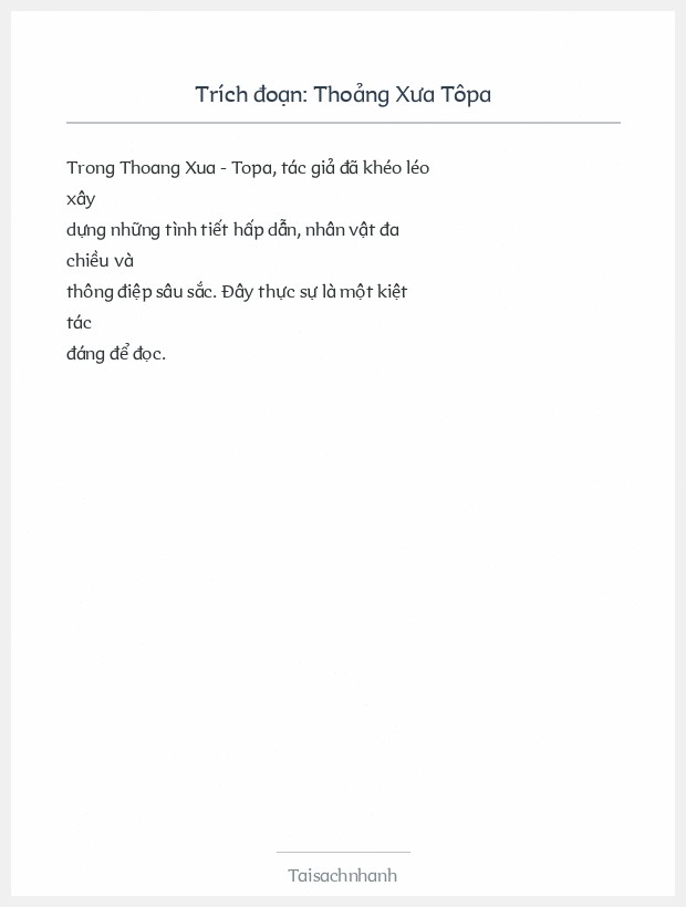 Trích đoạn Thoảng Xưa Tôpa