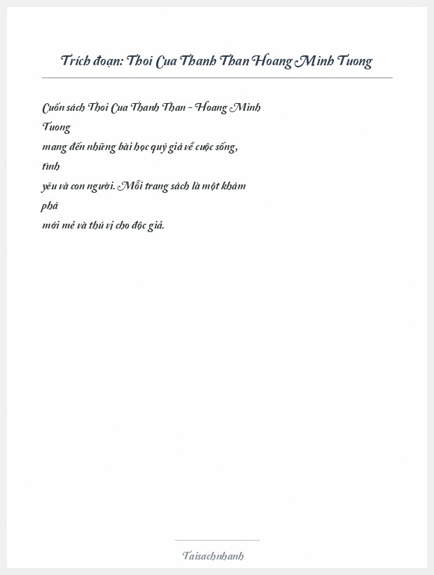 Trích đoạn Thoi Cua Thanh Than Hoang Minh Tuong