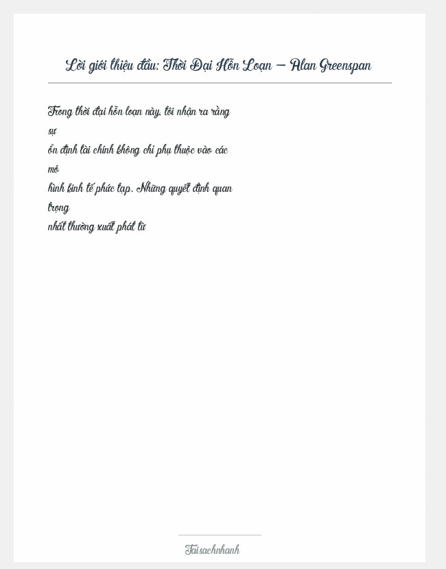 Trích đoạn Thời Đại Hỗn Loạn - Alan Greenspan