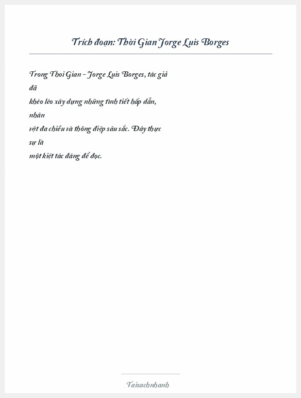 Trích đoạn Thời Gian Jorge Luis Borges