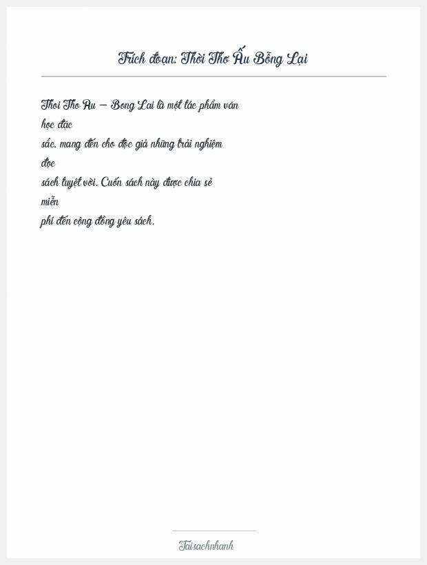 Trích đoạn Thời Thơ Ấu Bỗng Lại