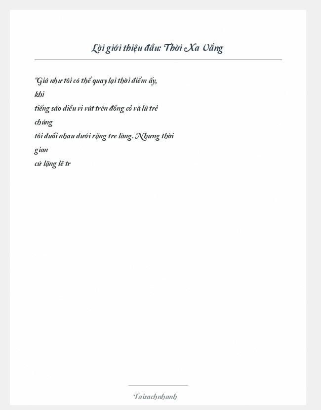 Trích đoạn Thời Xa Vắng