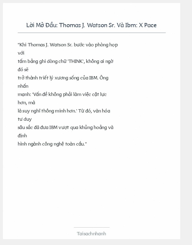 Trích đoạn Thomas J. Watson Sr. Và Ibm: X Pace