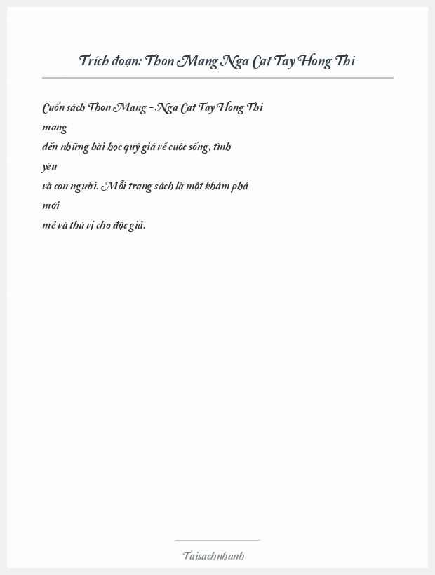 Trích đoạn Thon Mang Nga Cat Tay Hong Thi