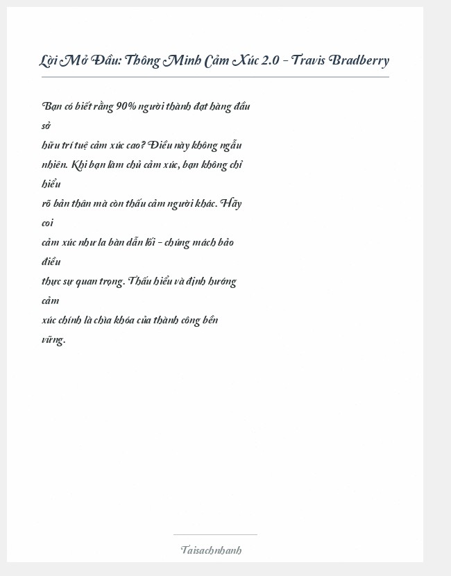 Trích đoạn Thông Minh Cảm Xúc 2.0 - Travis Bradberry