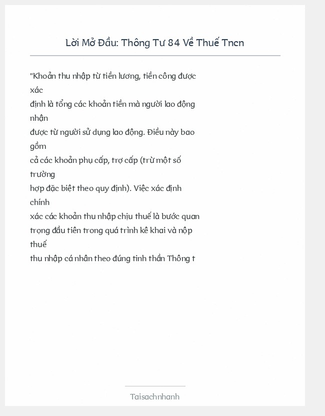 Trích đoạn Thông Tư 84 Về Thuế Tncn