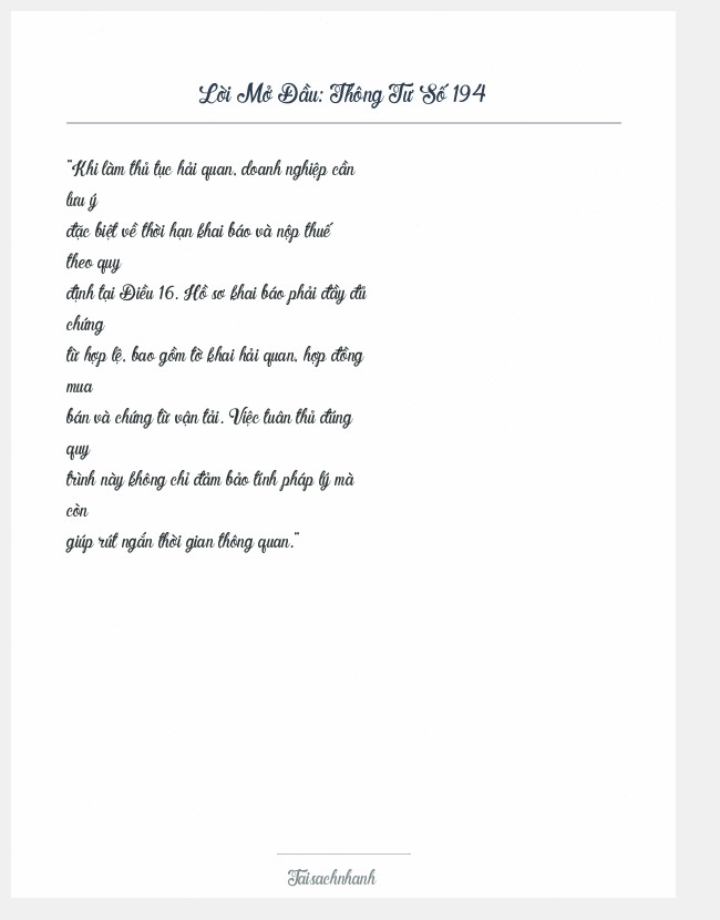 Trích đoạn Thông Tư Số 194