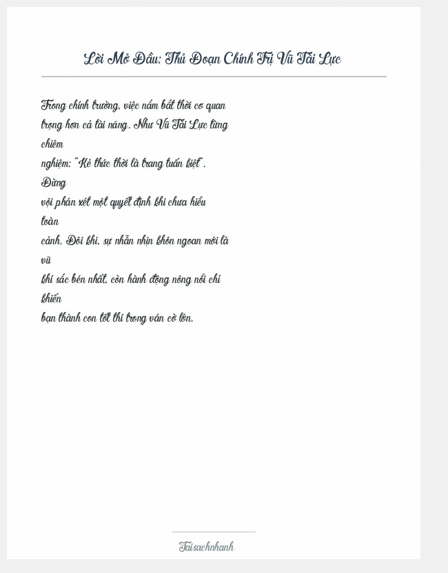 Trích đoạn Thủ Đoạn Chính Trị Vũ Tài Lực