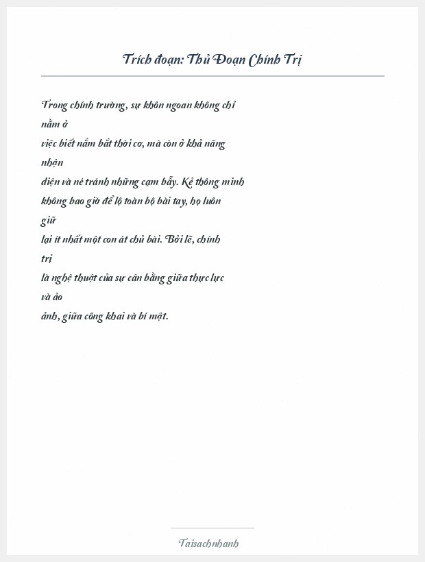 Trích đoạn Thủ Đoạn Chính Trị