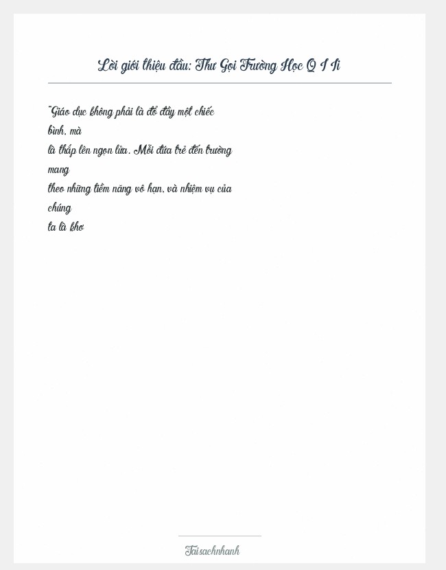 Trích đoạn Thư Gọi Trường Học Q I Ii