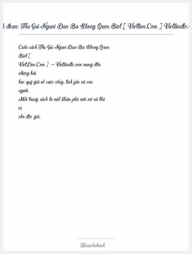 Trích đoạn Thu Gui Nguoi Dan Ba Khong Quen Biet [ Vietlion.Com ] Vietkindle.Com