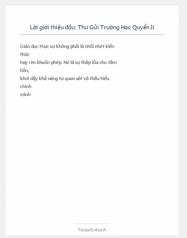 Trích đoạn Thư Gửi Trường Học Quyển Ii