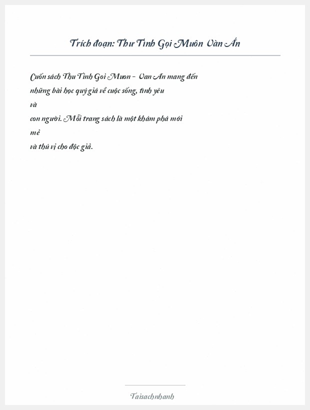 Trích đoạn Thư Tình Gọi Muôn Vàn Án