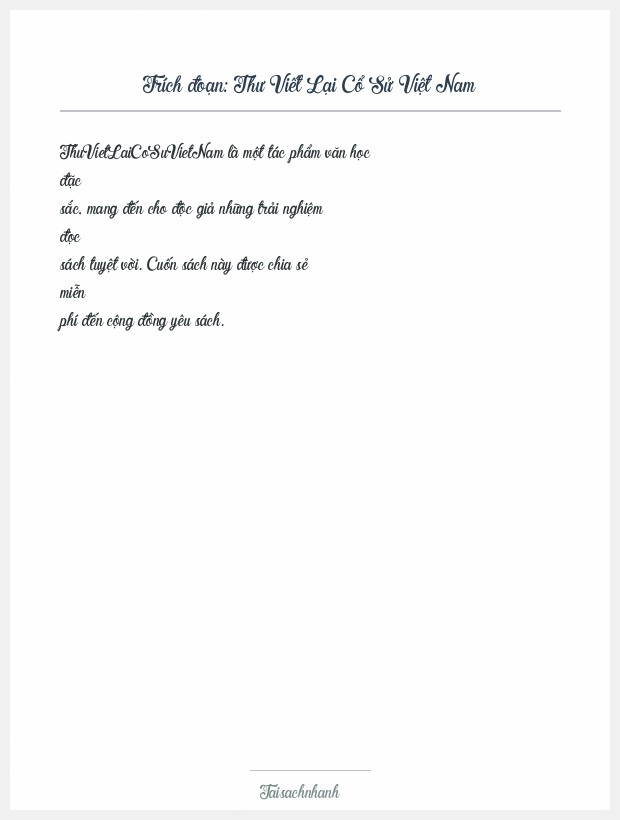 Trích đoạn Thư Viết Lại Cổ Sử Việt Nam