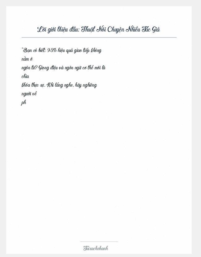 Trích đoạn Thuật Nói Chuyện Nhiều Tác Giả