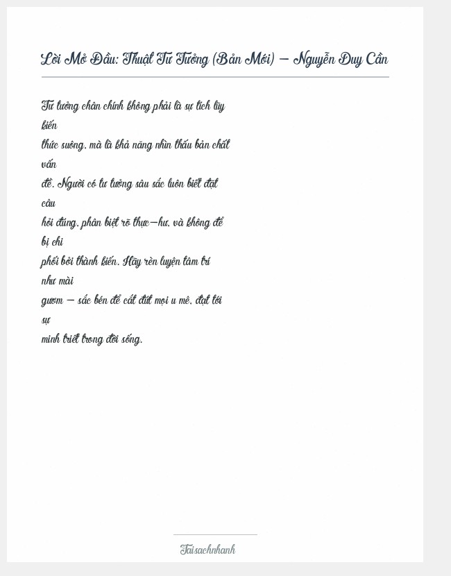 Trích đoạn Thuật Tư Tưởng (Bản Mới) - Nguyễn Duy Cần