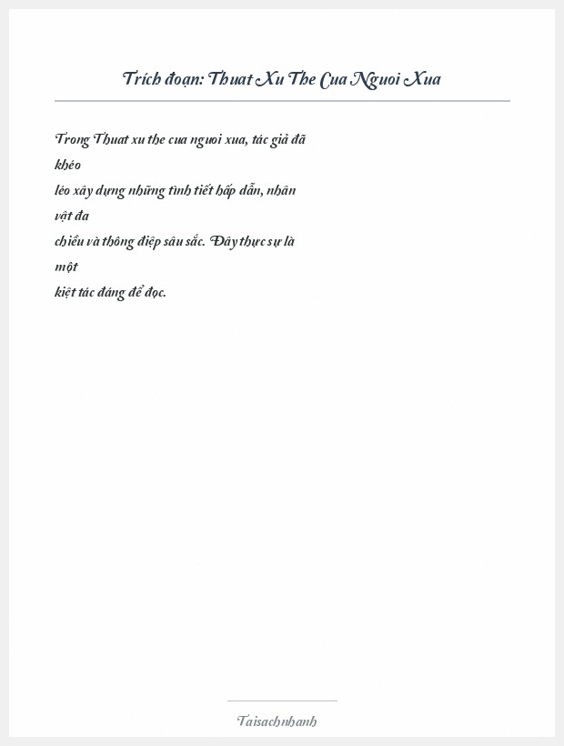 Trích đoạn Thuat Xu The Cua Nguoi Xua