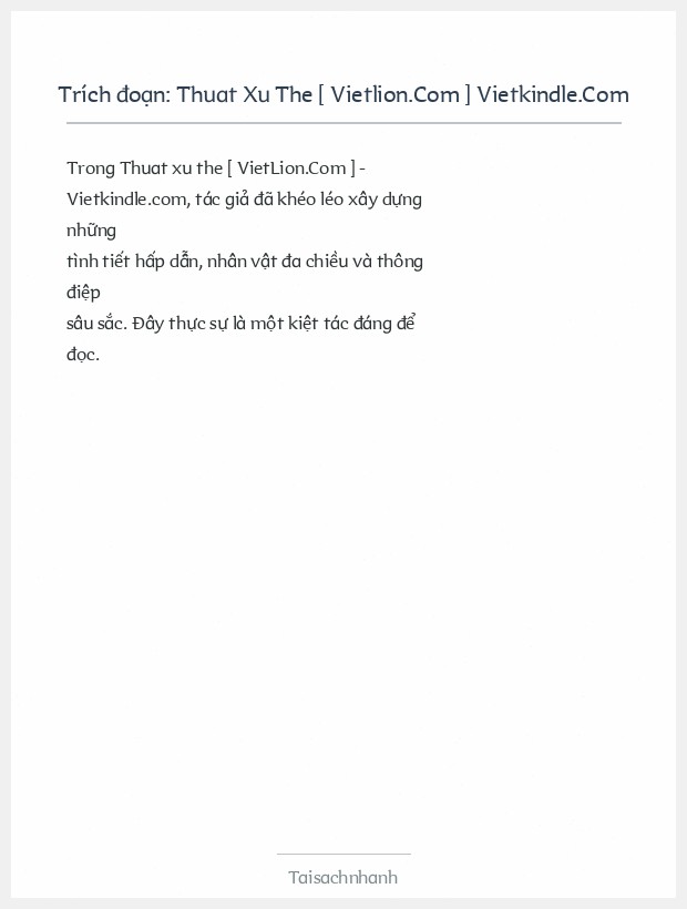 Trích đoạn Thuat Xu The [ Vietlion.Com ] Vietkindle.Com