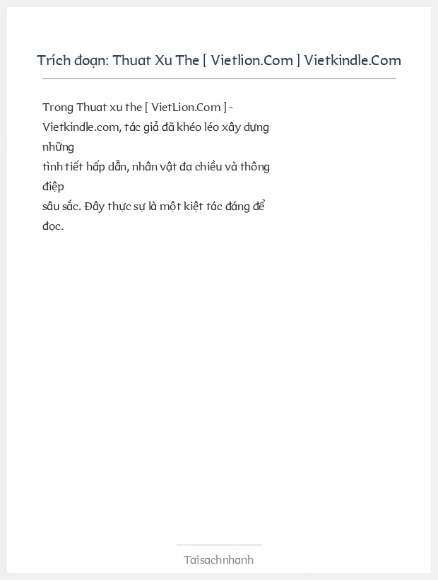 Trích đoạn Thuat Xu The [ Vietlion.Com ] Vietkindle.Com