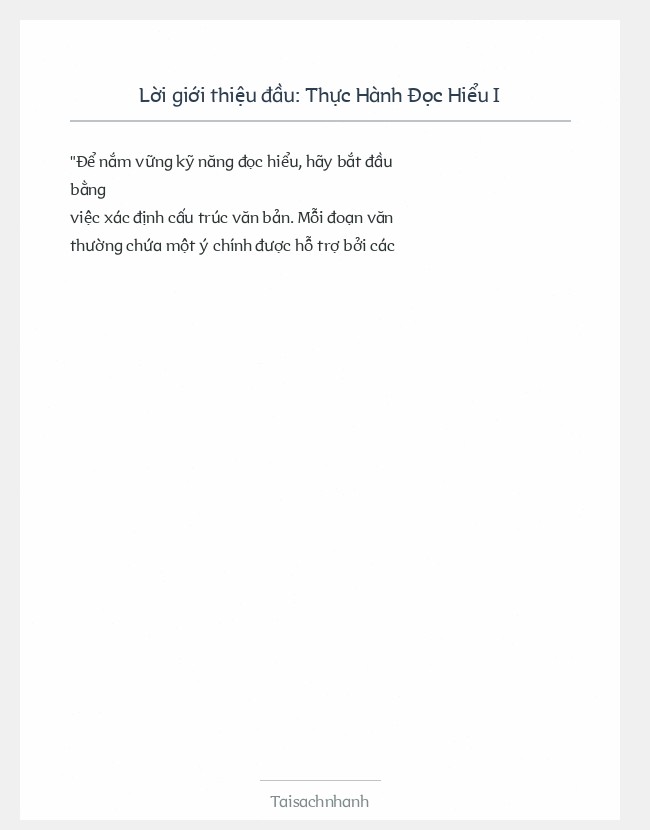 Trích đoạn Thực Hành Đọc Hiểu I