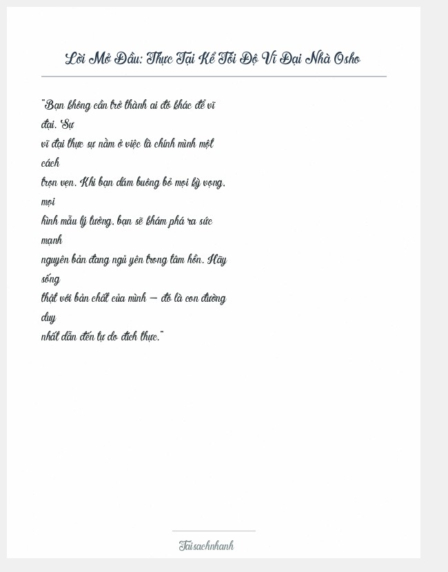 Trích đoạn Thực Tại Kể Tôi Độ Vĩ Đại Nhà Osho