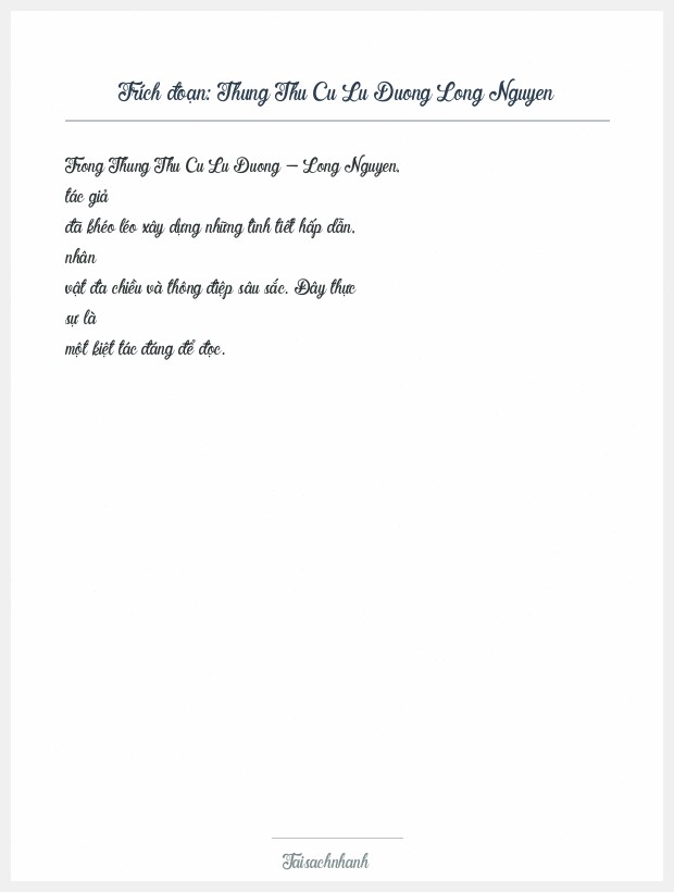 Trích đoạn Thung Thu Cu Lu Duong Long Nguyen