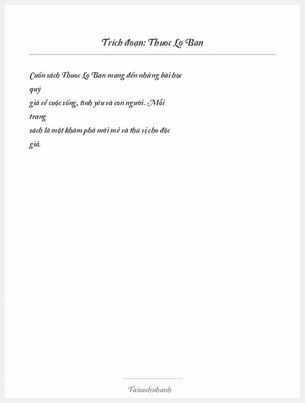 Trích đoạn Thuoc Lo Ban
