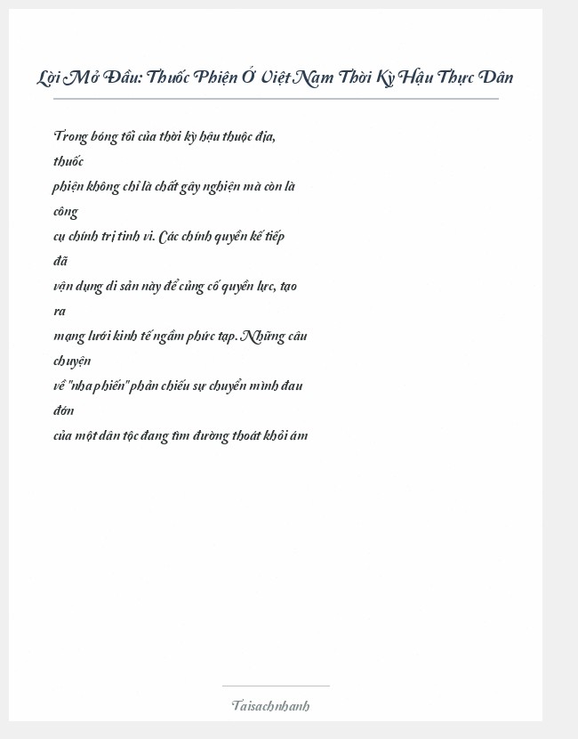 Trích đoạn Thuốc Phiện Ở Việt Nam Thời Kỳ Hậu Thực Dân