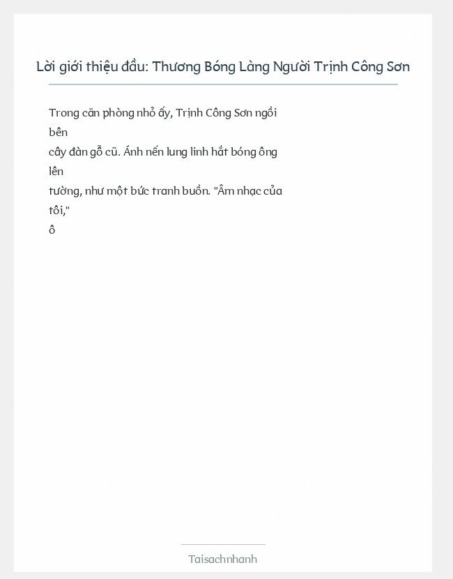 Trích đoạn Thương Bóng Làng Người Trịnh Công Sơn