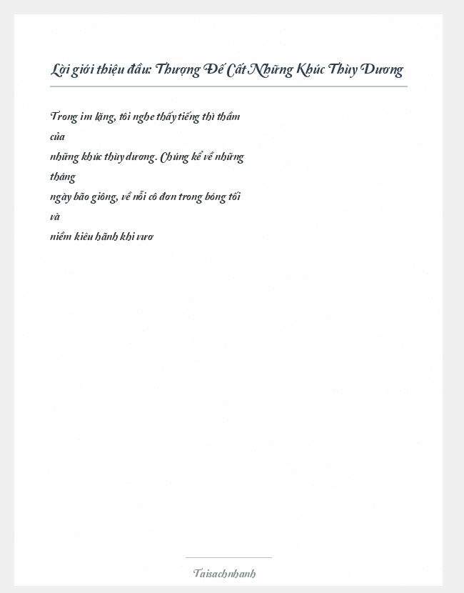 Trích đoạn Thượng Đế Cất Những Khúc Thùy Dương