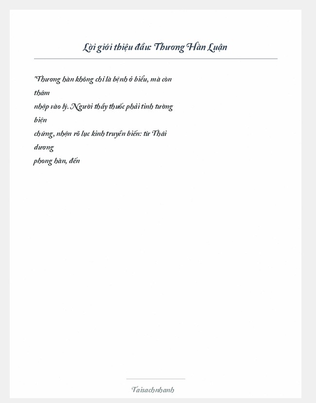 Trích đoạn Thương Hàn Luận