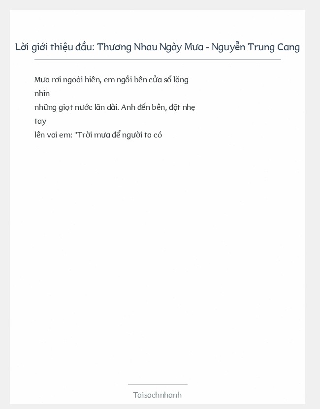 Trích đoạn Thương Nhau Ngày Mưa - Nguyễn Trung Cang