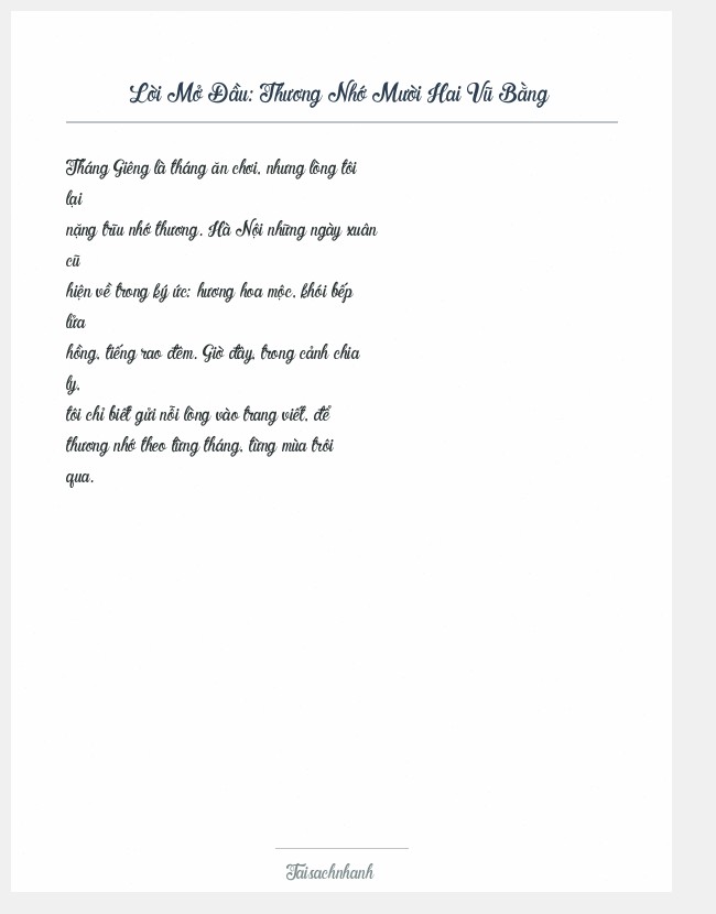 Trích đoạn Thương Nhớ Mười Hai Vũ Bằng