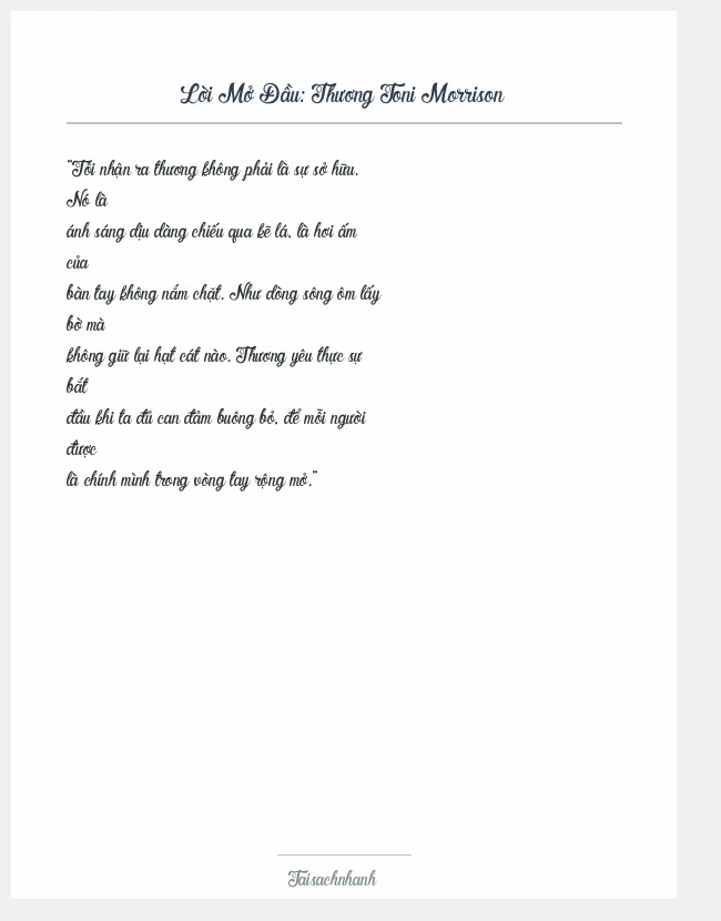 Trích đoạn Thương Toni Morrison