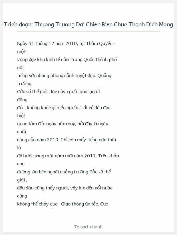 Trích đoạn Thuong Truong Dai Chien Bien Chuc Thanh Dich Mong