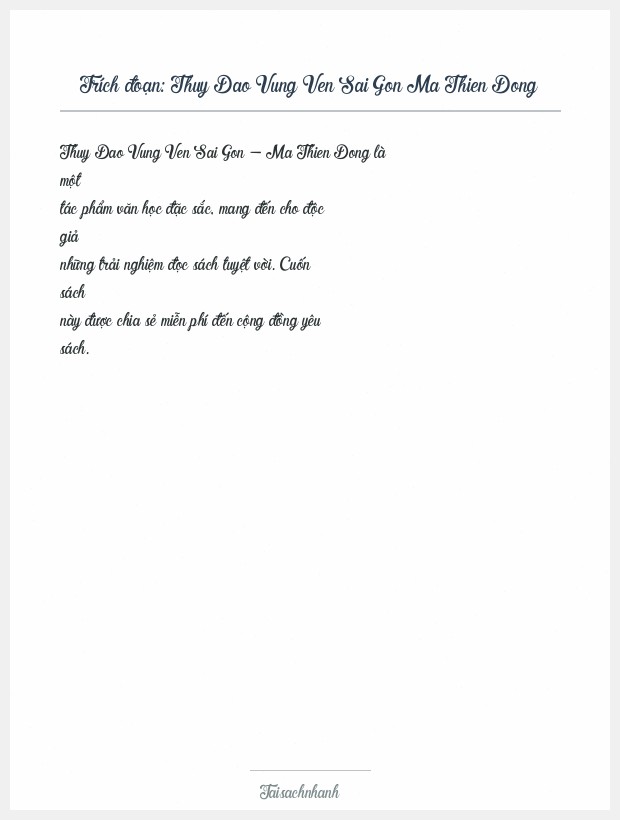 Trích đoạn Thuy Dao Vung Ven Sai Gon Ma Thien Dong