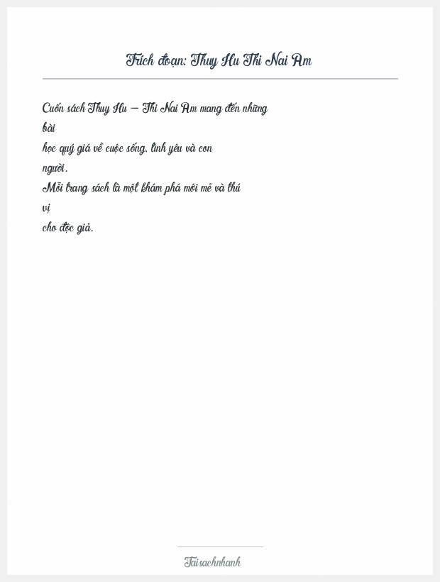 Trích đoạn Thuy Hu Thi Nai Am