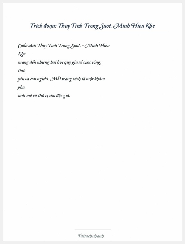 Trích đoạn Thuy Tinh Trong Suot. Minh Hieu Khe