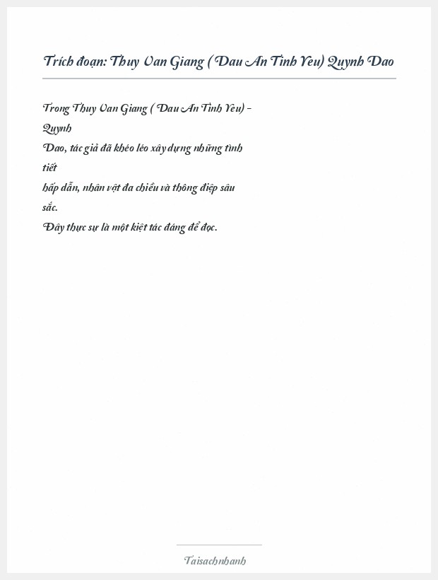 Trích đoạn Thuy Van Giang ( Dau An Tinh Yeu) Quynh Dao