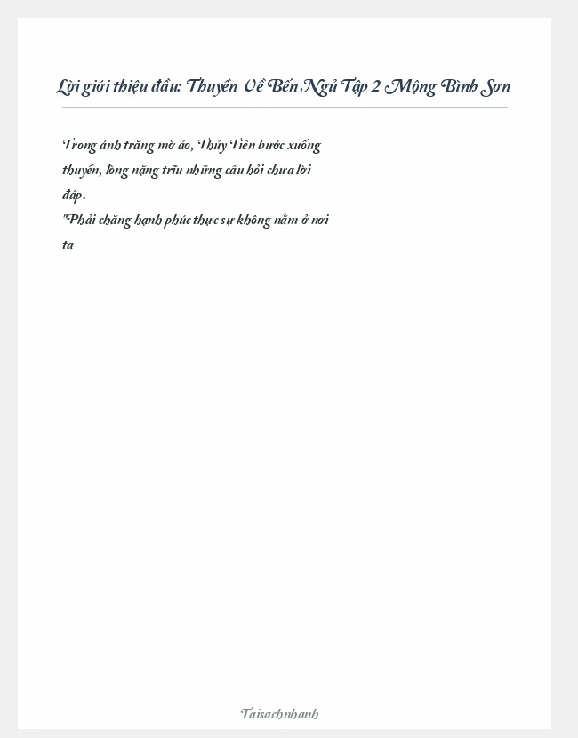 Trích đoạn Thuyền Về Bến Ngủ Tập 2 Mộng Bình Sơn