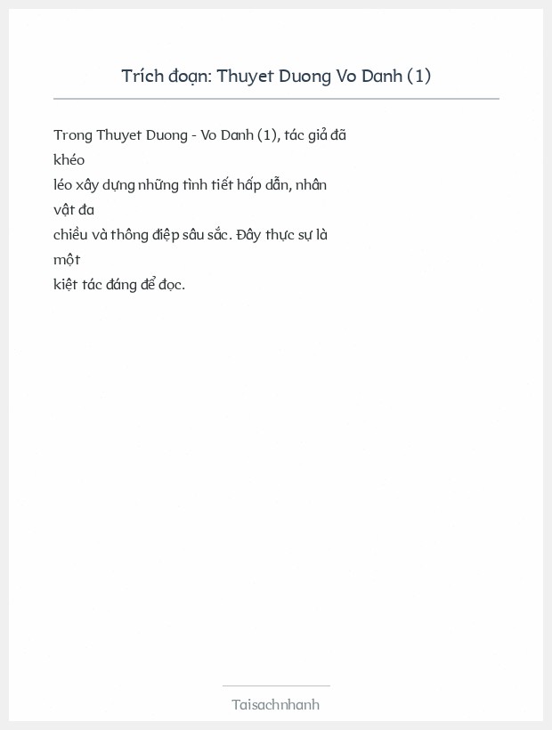 Trích đoạn Thuyet Duong Vo Danh (1)