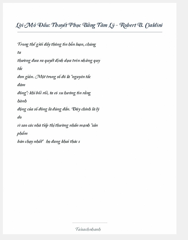 Trích đoạn Thuyết Phục Bằng Tâm Lý - Robert B. Cialdini