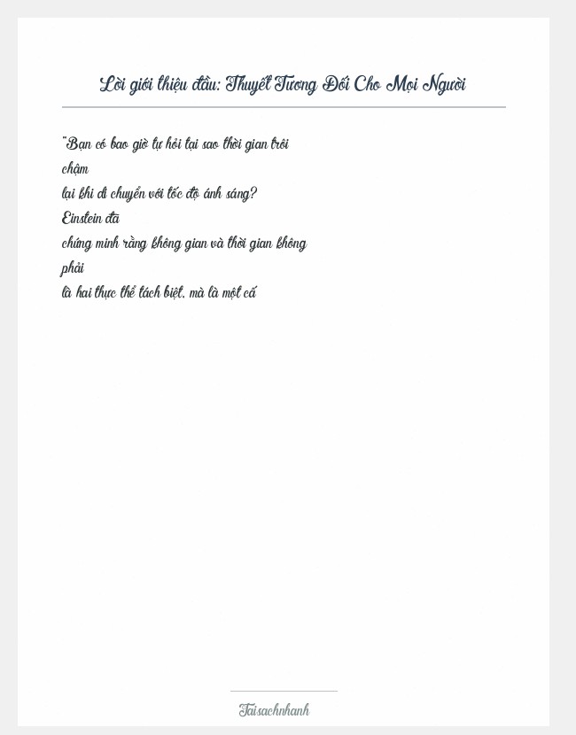 Trích đoạn Thuyết Tương Đối Cho Mọi Người
