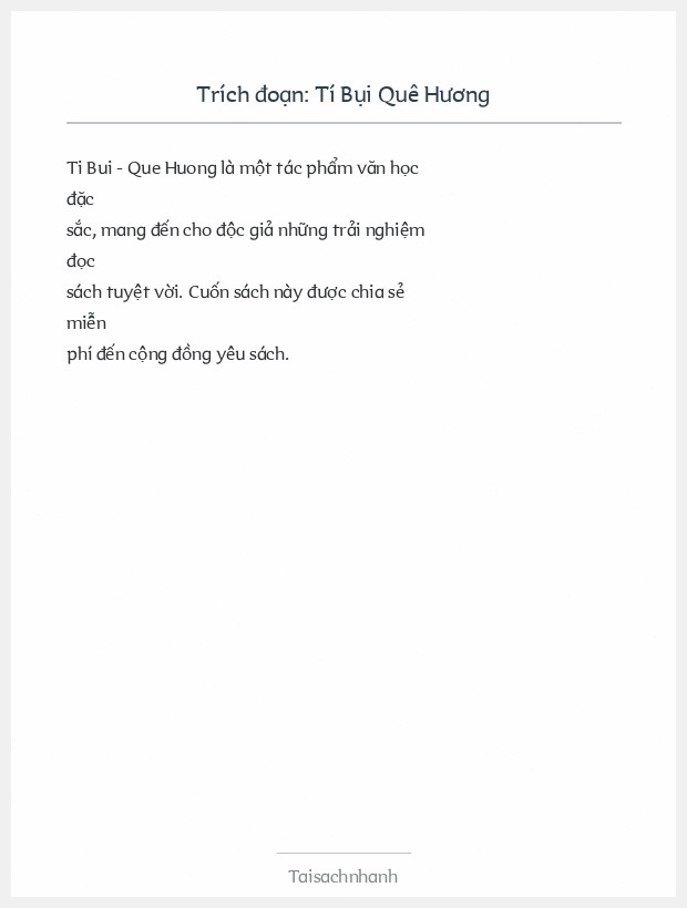 Trích đoạn Tí Bụi Quê Hương